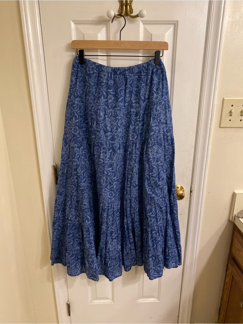 LAUREN RALPH LAUREN TIERED PRAIRIE SKIRT DRAWSTRING CHAMBRAY FLORAL MAXI MEDIUM - Picture 6 of 13